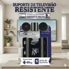 Suporte Televisão Fixo Tv Universal 10 a 100 Polegadas Ultra Resistente 80kg Suporte Reforçado Monitor LED LCD 4K Parede