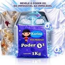 Tira Manchas Poder O2 Oxigênio Ativo 1kg - Removedor Potente Roupas Brancas e Coloridas Limpeza Profunda Roupas Limpas