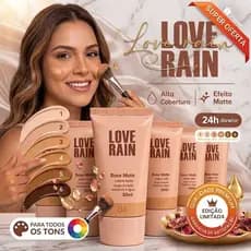Base Love Rain Original 30ml Alta Cobertura Matte 24h Para Pele Oleosa À Prova D'Água Longa Duração Maquiagem Perfeita