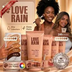 Base Mate Love Rain Cobre Tudo Prova D'agua Cores 5 E 6 Textura Leve Maquiagem Profissional Não Oleosa
