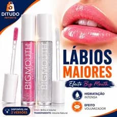 Lip Gloss Big Mouth Hidrata E Aumenta Volume Labial e Maquiagem Efeito Espelhado Efeito Volume Bocão Envio Rapido