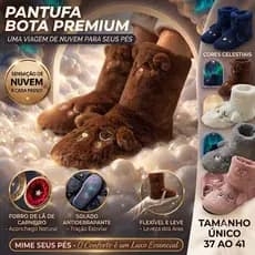 Pantufa Bota Pelucia Infantil e Adulto Masculina Conforto Quentinha Inverno Macia 37 Ao 41 Solado Antiderrapante