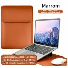 Bolsa para Notebook Macbook Air Pro M1 E M2  Em Couro 3 Em 1-De Couro PU 13 a 16 Polegadas com Suporte para Escritório