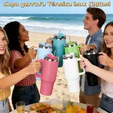 Copo de carro/Copo garrafa Térmica Inox 1200ml Parede Dupla tampa Canudo Premium Adequado para viagens e fitness