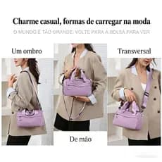 Bolsa Feminina Crossbody Transversal Pequena Necessaire Tecido Impermeável Várias formas de uso