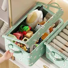 Caixa Organizadora Dobrável 47x28x20cm Multiuso Cinza Para Roupas E Brinquedos