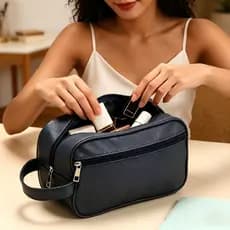 Bolsa de higiene impermeável em PU unissex, ideal para viagens, cuidados pessoais e maquiagem prática