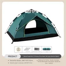 Barraca De Acampamento Automática De Abertura Rápida Para 3 A 4 Pessoas-Tenda Familiar À Prova De Sol E D'água Com Rede