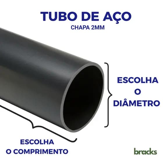 Tubo Redondo de Aço Espessura 2mm - 2P / 2.1/2P / 3P Tubo Preto