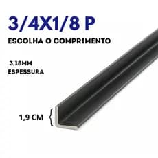 Cantoneira de Ferro 3/4 x 1/8P (1,9CM x 3,18MM) Escolha o Comprimento - Perfil L Abas Iguais