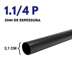 Tubo Preto de Aço 1.1/4 P (3,1cm) - Escolha o Comprimento 2mm de espessura - Metalon redondo
