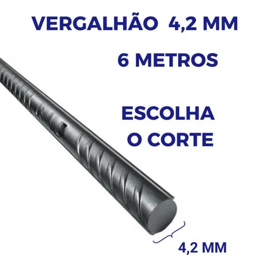 Vergalhão de Aço 4,2MM - 6 Metros - Escolha o corte