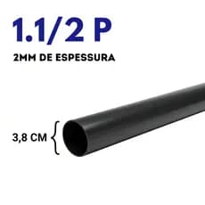 Tubo Preto de Aço 1.1/2 P (3,8cm) - Escolha o Comprimento 2mm de espessura - Metalon redondo
