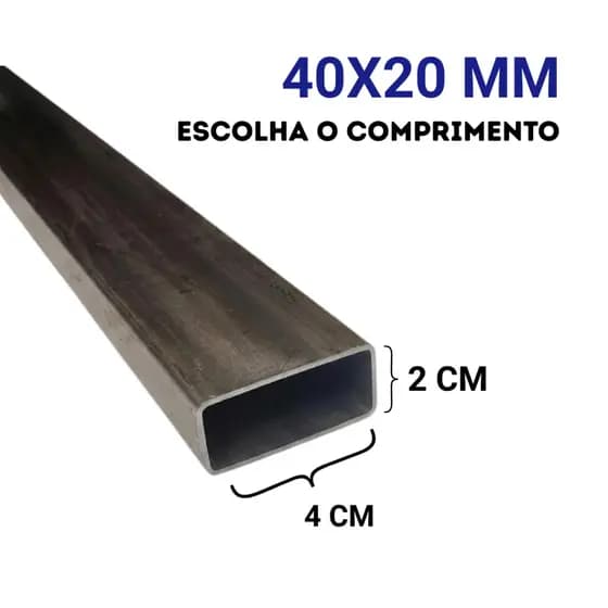 Metalon 40x20MM (4x2CM) - Escolha o Comprimento - Tubo Retangular de Aço