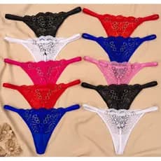 Kit com 10 Calcinhas de Renda Ajustável com Metais de Coração– Do PP ao Plus Size 56