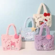 Saco De Pelúcia Sanrio Kawaii Canela Tote Plushie Ombro Para Mensageiro Kuromi Hello Kitty Maquiagem