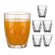Kit 6 Copos Vidro 275ml Baixo Plaza Design Geométrico Elegante