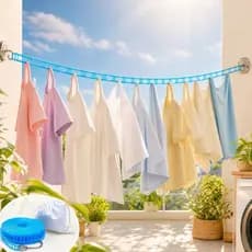 Corda de Varal Antiderrapante de Nylon  Pendurar Roupas com Cabides 5 metros Retrátil