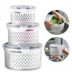 Kit Potes Herméticos Com Cesto Escorredor Para Frutas Legumes e Saladas