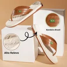 Chinelo Masculino Antiderrapante Anatômico Ortopédico Macio Confortável Sola Alto Relevo Bandeira Brasil