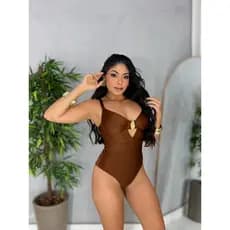 Maiô Body Feminino Luxo com Aro e Detalhe Dourado Elegante Moda Praia Premium