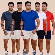 KIT5  Promoção Camiseta Dry Fit Masculina Lisa -  Treino Academia Exercícios Futebol Corrida Ciclismo Treino Respirável