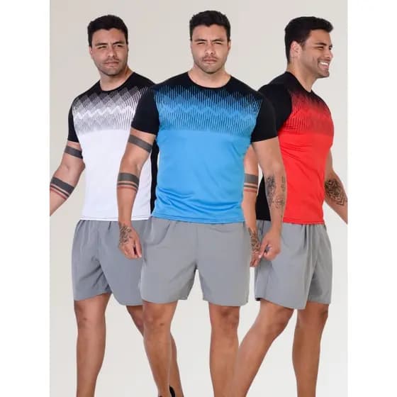 Kit3 Camisetas-Camisas Masculina DRYFIT Várias Cores P/Academia Exercícios Futebol-Corrida-Cicclismo