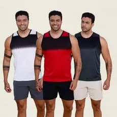 KIT3  Regatas Camisas Masculinas Dryfit Sublimada Leve Secagem Rápida Camiseta de Futebol Corrida Academia