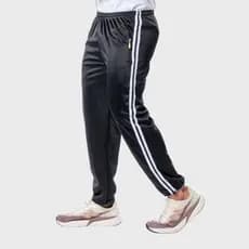Calça Moletom Flanelado Chimpa Listrada lateral+Zipper Bolso-traseiro Casual-Caminhada Inverno