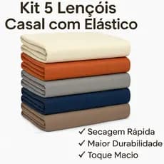 Kit 5 Lençol Casal Avulso 400 Fios Cama Box Com Elástico 100% Poliéster Cores Sortidas
