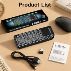 Combinação De Touchpad De Teclado Sem Fio Bluetooth 2.4G De Modo Duplo , Mini Recarregável Retroiluminado