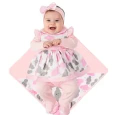 Saída Maternidade Vestido Bebê Menina Malha 100% Algodão 05 Peças