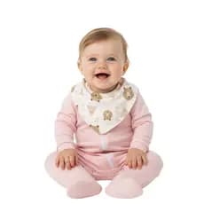 Macacão Zíper Com Babador/Bandana Para Bebê Menina Algodão 02 Peças