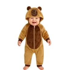 Macacão Infantil Para Bebê Inverno Plush Personagem Fantasia Capivara Filó Marrom Carnaval Pijama