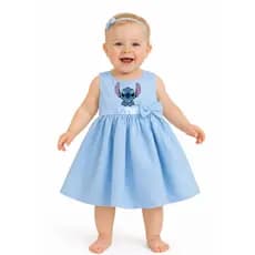 Vestido Infantil Menina Bebê Com Detalhes Bordados Festa Com Amarração - Natal/Final de Ano/Ano Novo