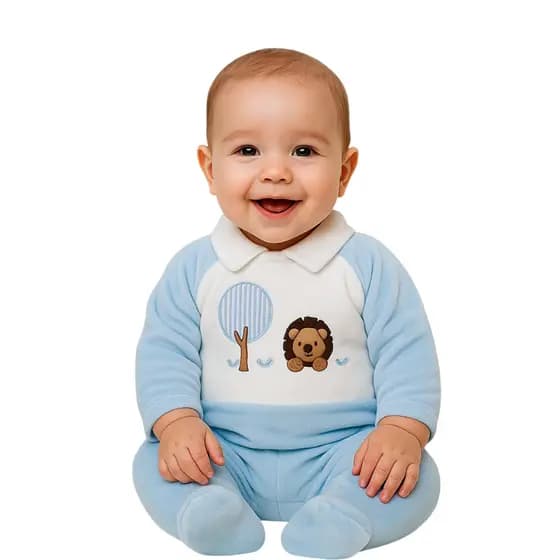 Macacão Bebê Menino Plush Inverno Quentinho Menino Com Bordado