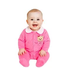 Macacão Bebê Menina Plush Inverno Quentinho Menina Com Bordado