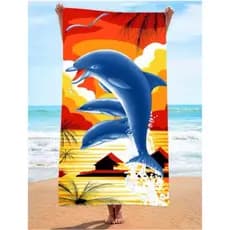Kit c/12 Toalhas De Praia ou Piscina GOLFINHO 140x70cm Não gruda areia