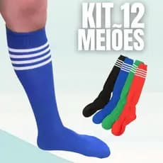 KIT 12 PARES DE MEIÃO DE FUTEBOL CANO ALTO LISTRA PAR DE MEIAS JOGADOR DE FUTEBOL