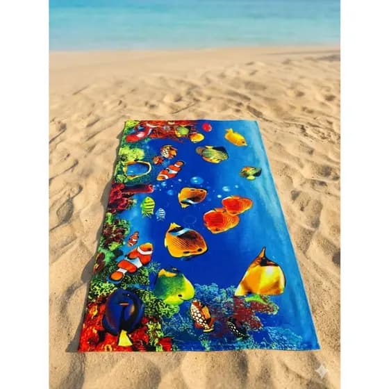 KIT´S COM  12 TOALHAS DE PRAIA PISCINA NÃO GRUDA NA AREIA 140X70 CM PEIXINHO