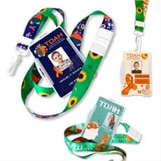 Kit Crachá de Identificação TDAH PERSONALIZADO + Cordão com Trava de Segurança + Porta crachá