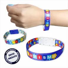 01-10 Pulseira Autista Quebra Cabeça com Fecho