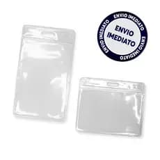 10-50 Bolsas Protetoras de Crachás Carteirinhas ou Cartões Transparente Vertical ou Horizontal
