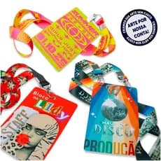 Kit 5 Credenciais PERSONALIZADAS em Pvc com Sua Logo ou Arte + Cordão Premium 20mm
