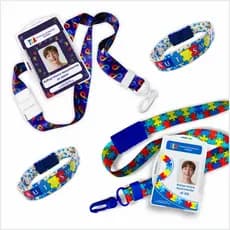 Kit Crachá Autista PERSONALIZADO  + Cordão com Trava de Segurança Premium + Porta Crachá + Pulseira