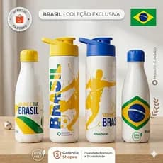 Garrafa de Agua Squeeze Brasil Copa do Mundo 700 e 600 ML