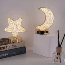 Luminária Lua/Estrela LED - 3 Tons de Luz Ajustável para Mesa, Cama e Quarto