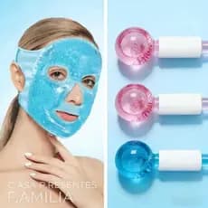 Kit Facial Premium: 2 Esferas de Cristal para Massagem + Máscara Térmica Gel/Veludo
