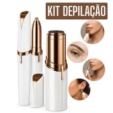 Kit 2 Depiladores Elétricos Portáteis – Caneta + Batom para Rosto, Nariz e Sobrancelhas