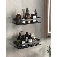 KIT 2 Suportes para Shampoo e Detergente – Prateleira Premium sem Furos para Banheiro e Cozinha
